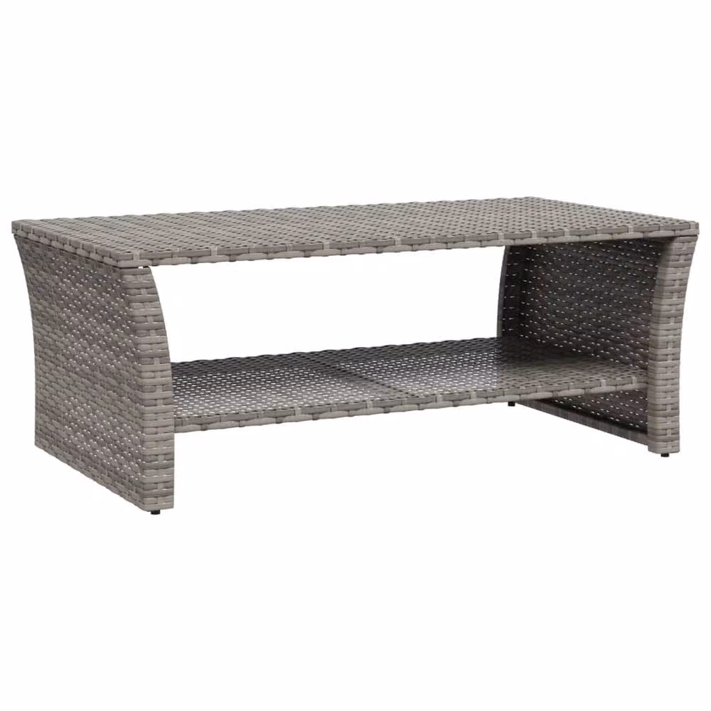 Berkfield Home Grey Poly Rattan Coffee Table W: 100 cm, D: 50 cm, H: 40 cm – 2