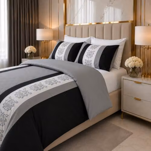 Lazzaro Grace Reversible Super King Duvet Cover Set in Grey, Brushed Microfibre, W/D/H: 260 x 220 x 220 cm – 6