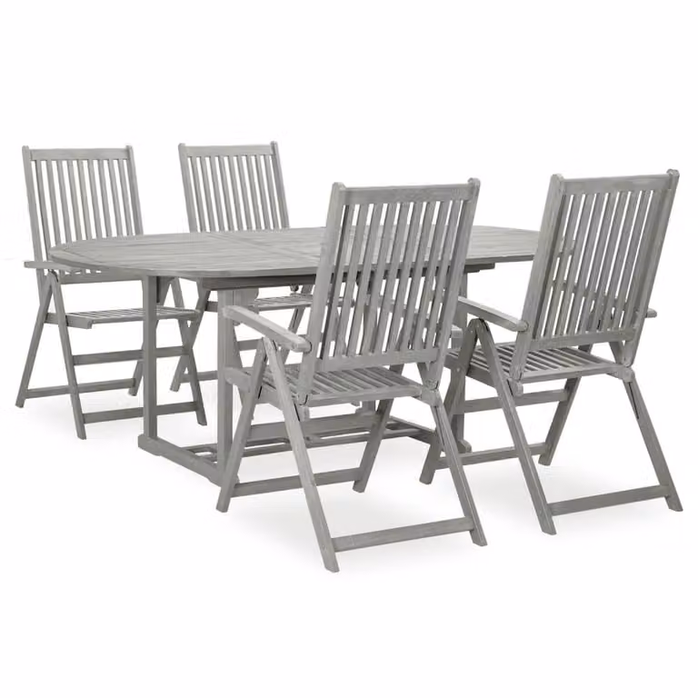 Berkfield Home 5 Piece Garden Dining Set in Grey Solid Acacia Wood