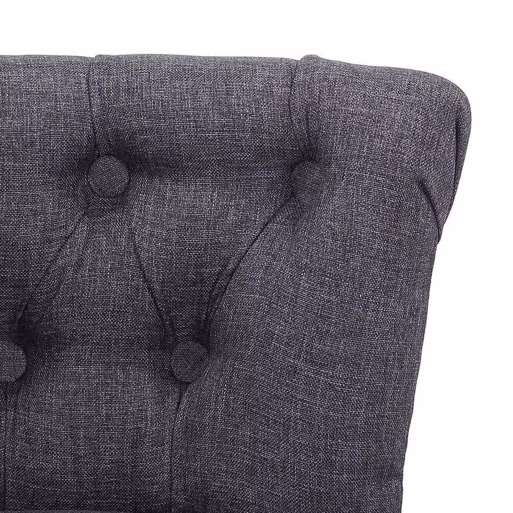 FORGEVIO Grey Velvet Fabric Dressing Table Chair with Upholstered Wood Frame – 3