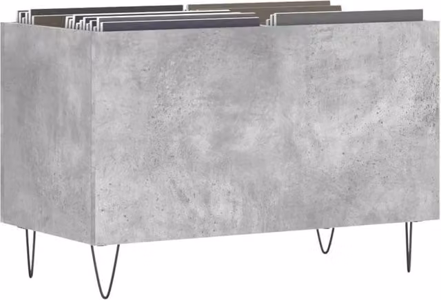 Berkfield Home Record Cabinet in Concrete Grey, W/D/H: 74.5 x 38 x 48 cm – 1