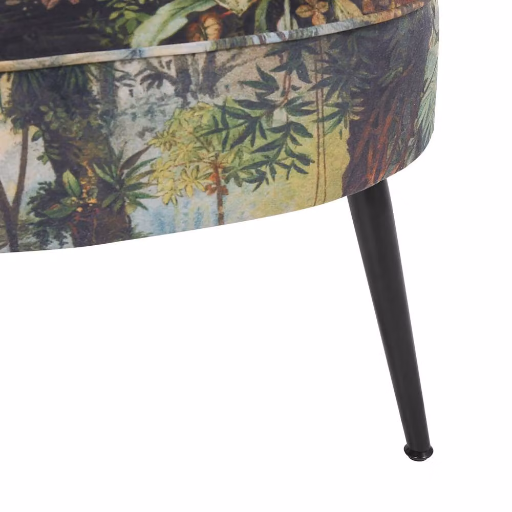Wyld and Coco Jungle Print Armless Chair in Dark Green Floral Woven Fabric – 6
