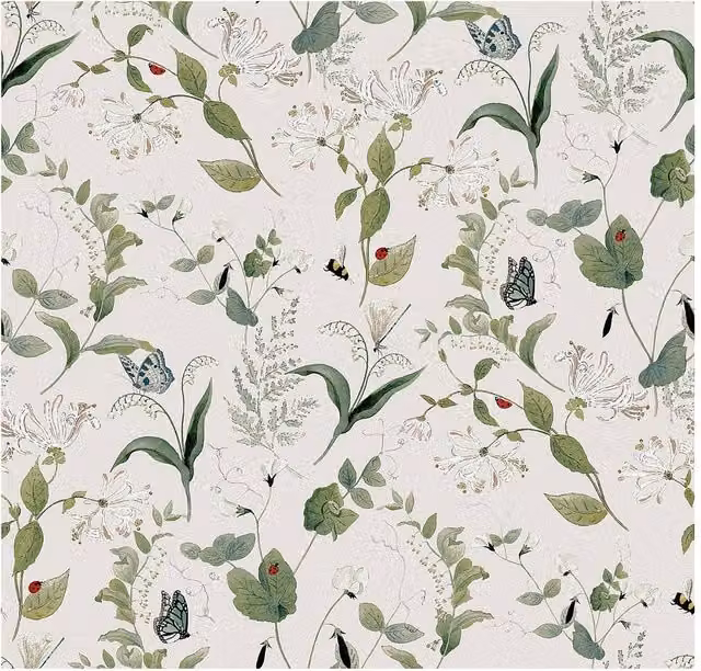 Sophie Allport Wild Floral Langham White Wallpaper, Width: 52 cm