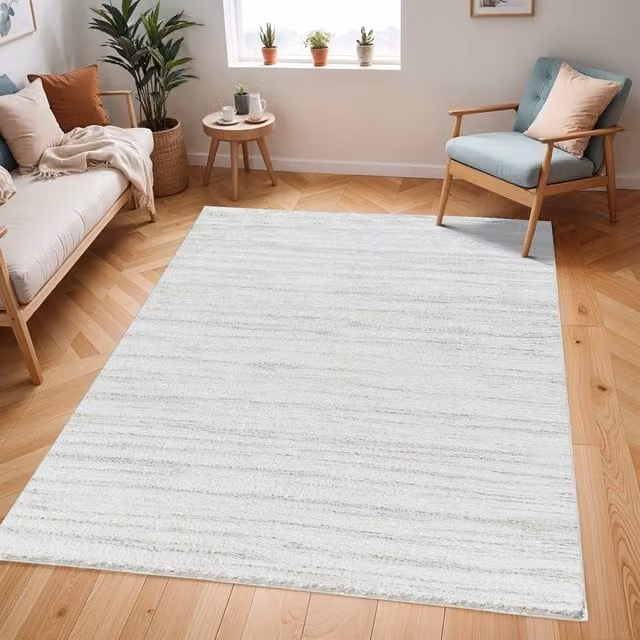Livabliss Cloudy Shag Modern Round Plush Pile Rug in Light Grey, Diameter: 120 cm