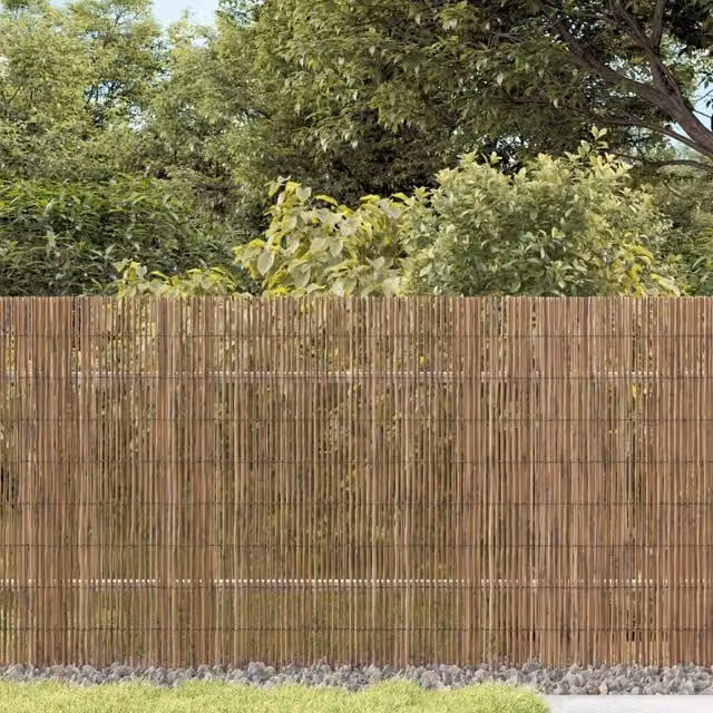 Berkfield Woven Reed Garden Fence Mat in Brown, W: 1000 cm, H: 80 cm