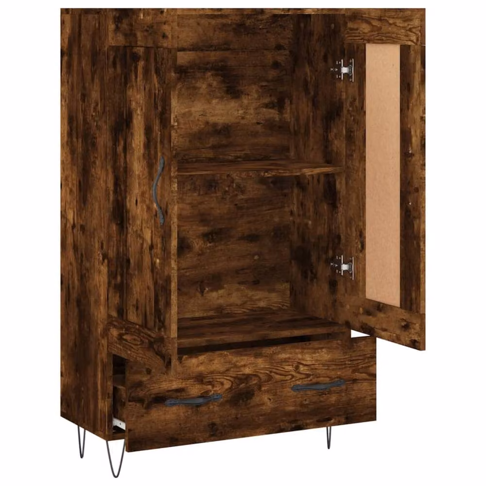 Berkfield Home Smoked Oak Highboard in Brown, W: 69.5 cm, D: 31 cm, H: 115 cm – 4