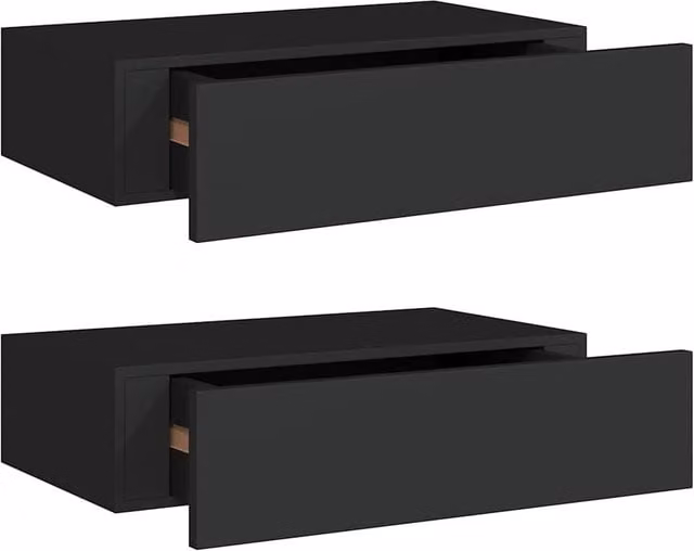 Berkfield Home Wall-mounted Drawer Shelves, 2 Piece Set, Black, W/D/H: 40 x 23.5 x 10 cm – 1