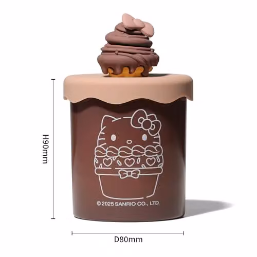 Hello Kitty Bakery Chocolate Cream Scented Candle in a Brown Glass Jar with Decorative Silicone Cupcake Lid – 4