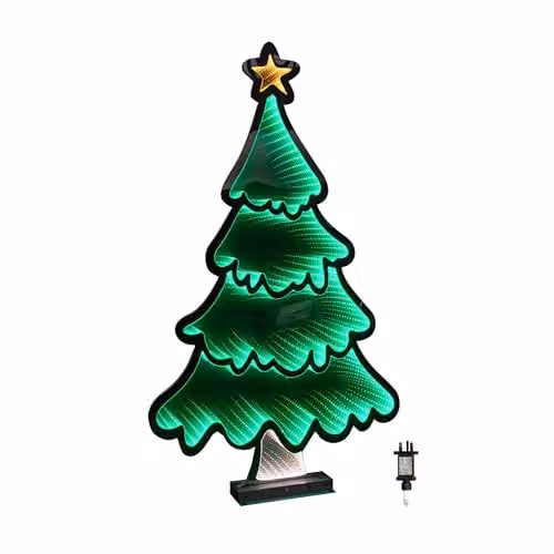 Samuel Alexander 90cm Light up Standing Christmas Tree with Star Infinity Decoration and LEDs in Green, White and Yellow – 2