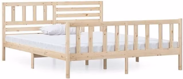 Berkfield Home Small Double Solid Wood Pine Bed Frame in Natural Rustic Finish, W/D/H: 120 x 200 cm – 1