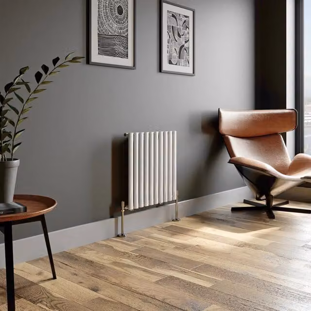 Temprazo Vertical Oval Tube Single Panel Designer Radiator in White, H: 180 cm x W: 48 cm x D: 6 cm