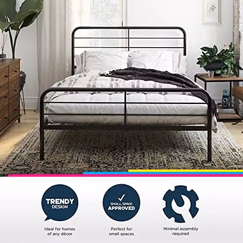 DHP Millie Industrial Metal Bed in Black, W/D/H: 140 x 200 x 143.5 cm – 7