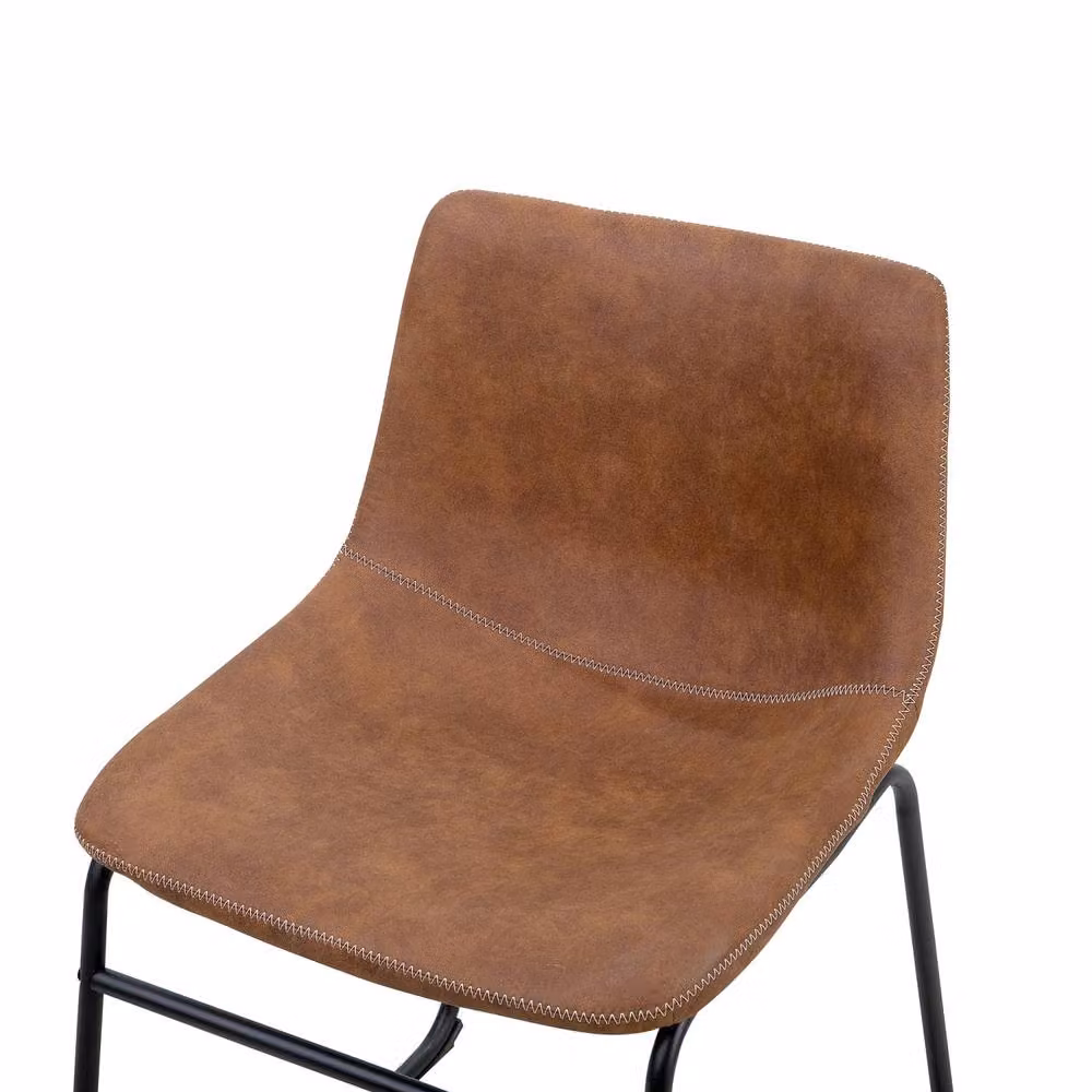 Wyld and Coco Set of 2 Mid-Century Dining Chairs in Brown Fabric with Black Metal Cantilever Legs – 4
