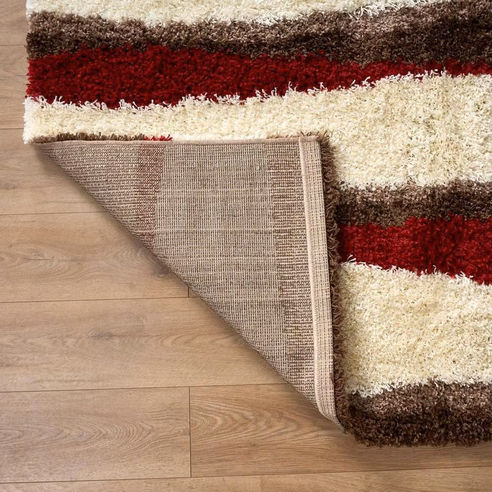 Bravich LTD Abstract Wave Shaggy Area Rug in Red and Multicolour, W: 200 cm, D: 290 cm – 5