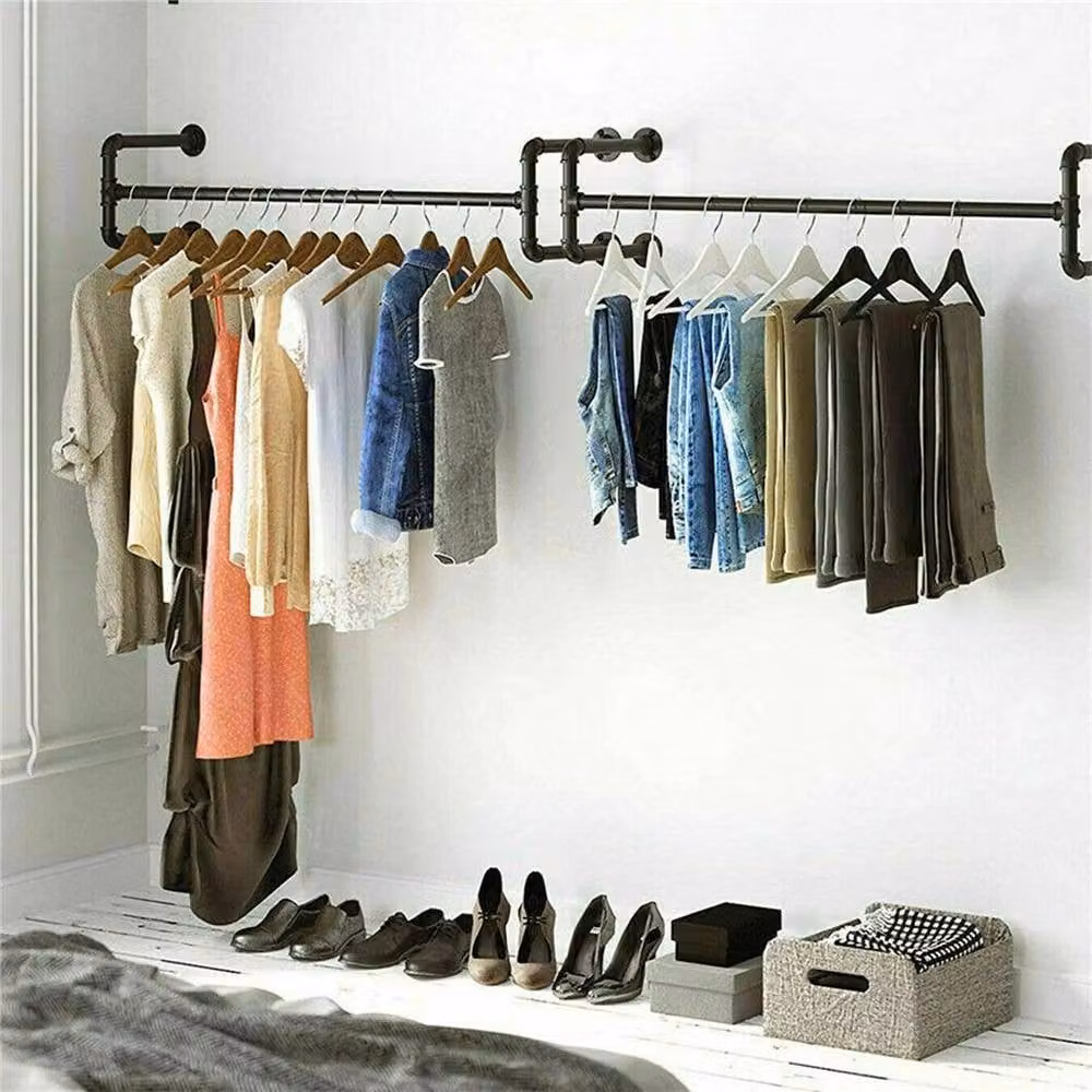 Kelvenix Industrial Style Metal Pipe Clothes Rack in Matt Black – 4