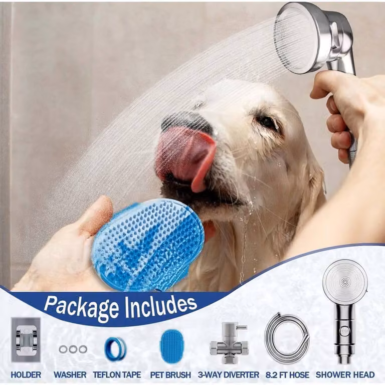 EONLION Portable Dog Shower Attachment in Silver