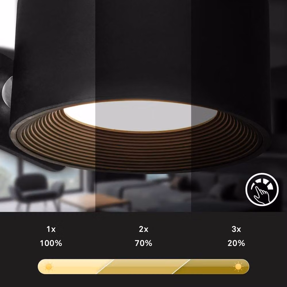 Briloner Black Rechargeable LED Wall Light with Dimmable Touch Control – 4
