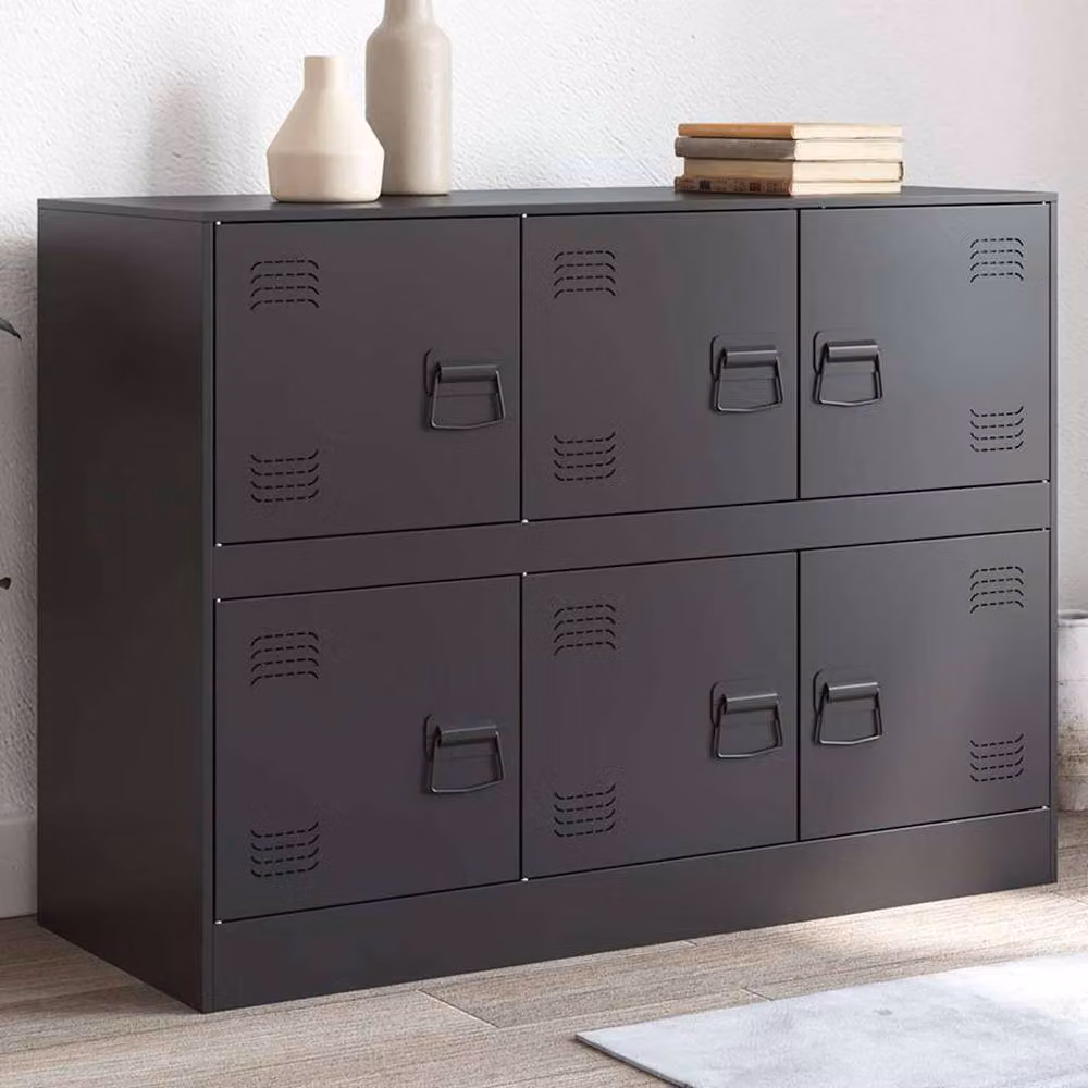 Berkfield Home Industrial Matt Black Metal Sideboard W/D/H: 99 x 39 x 73 cm – 2