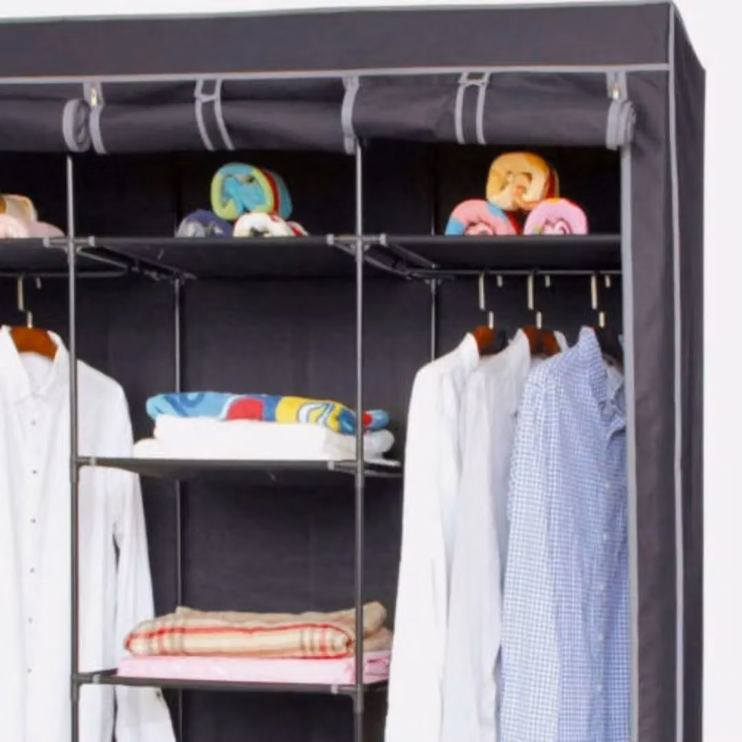 EONLION Collapsible Portable Travel Wardrobe Cupboard in Black, W/D/H: 172 x 45 x 45 cm – 3