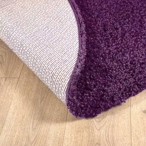 Bravich Round Purple Shaggy Rug, Diameter: 120 cm, Pile Height: 5 cm, Washable and Underfloor Heating Suitable – 3