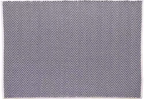 Rugs Direct Woven Hug Herringbone Navy Blue Rectangular Runner Mat, W: 230 cm, D: 160 cm