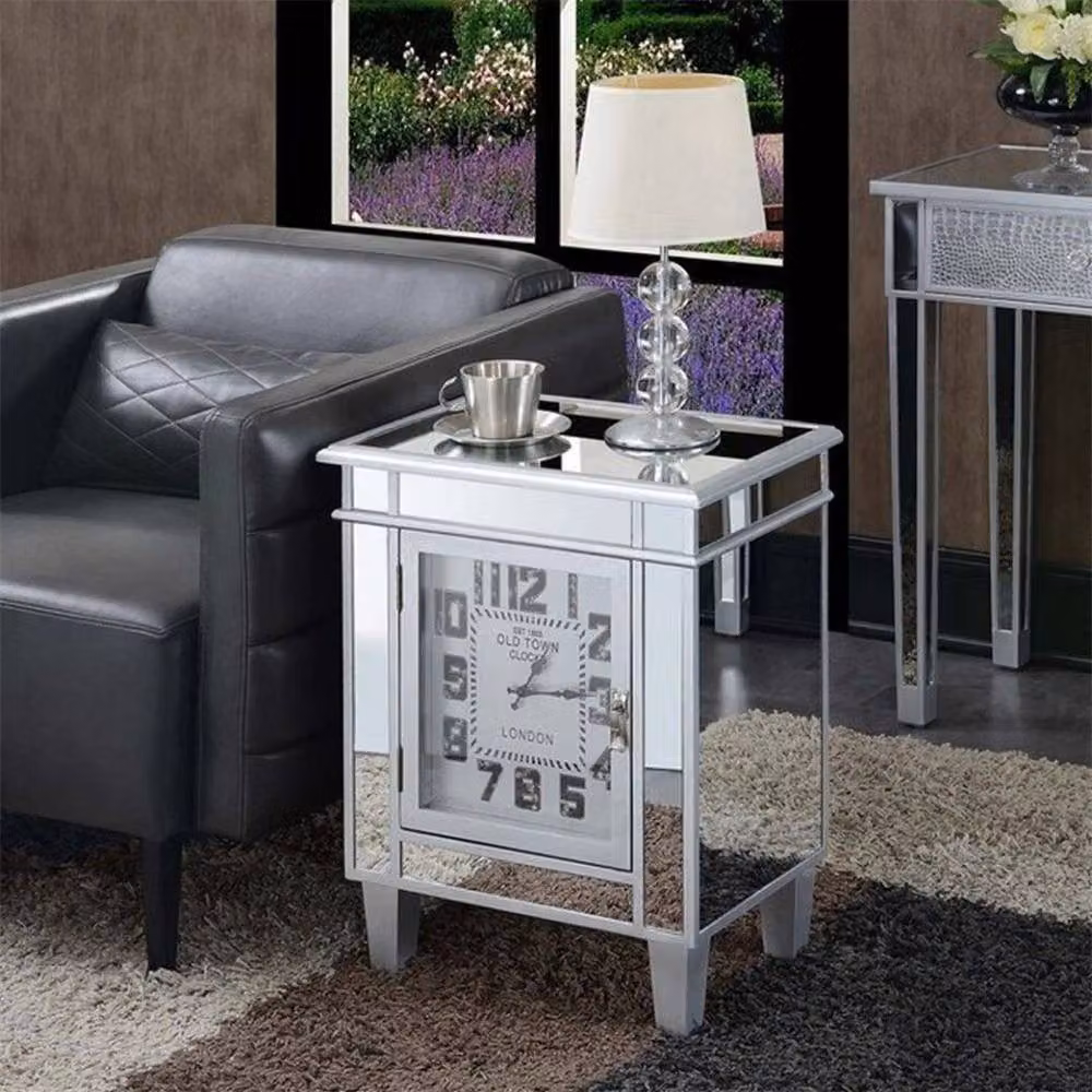 FORGEVIO Modern Silver Mirrored Square Glass Side Table – 5
