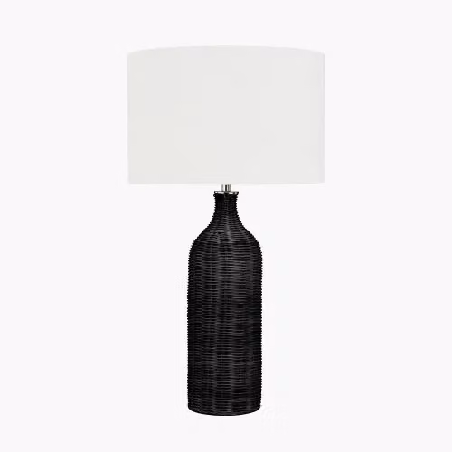 Ruma Black Rattan Bottle Table Lamp with Shade – 2