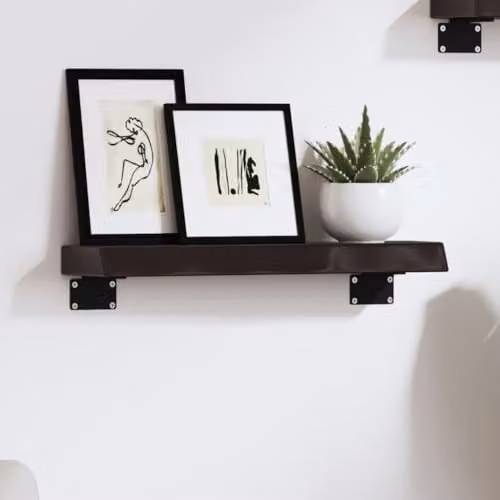 vidaXL Rustic Oak Wall Shelf, Dark Brown, W: 40 cm, D: 10 cm, H: 4 cm – 2
