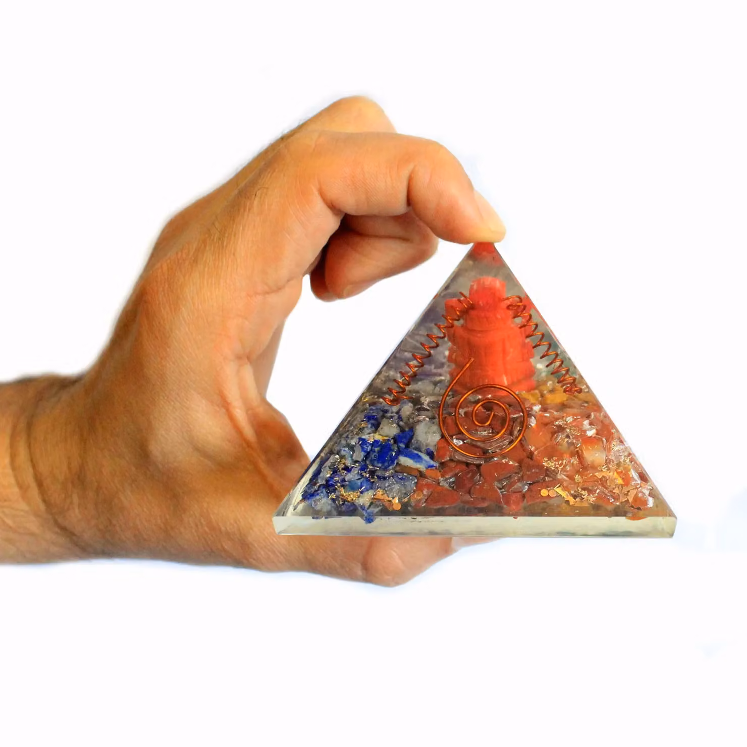KDMD Ganesh Large Orgonite Pyramid, Multicolour, 7 cm – 2