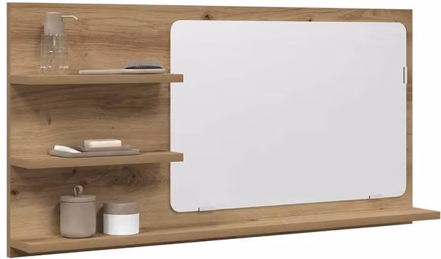 Berkfield Home Artisan Oak Bathroom Mirror Cabinet in Brown, W/D/H: 90 x 11 x 45 cm