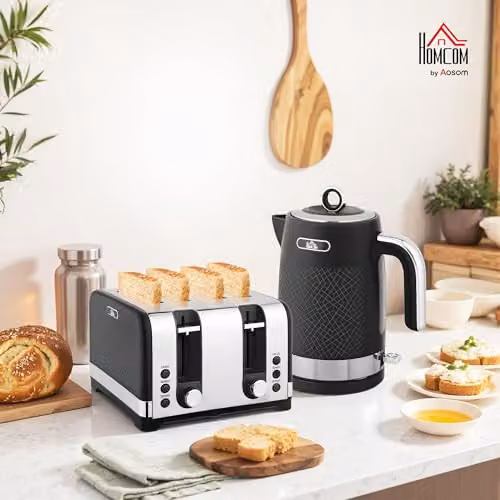HOMCOM Kettle and Toaster Set, Black – 2