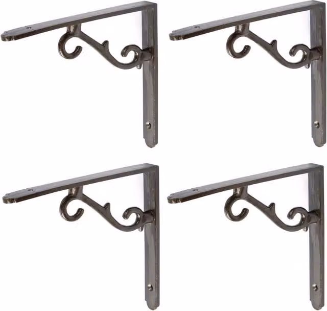 Hammer and Tongs Scroll Iron Shelf Bracket, Grey, Pack of 4, Diameter: 155 mm