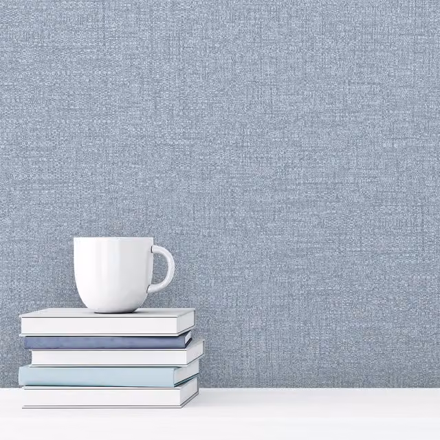 Grandeco Abstract Blue and Grey Textile Textured Vinyl Wallpaper
