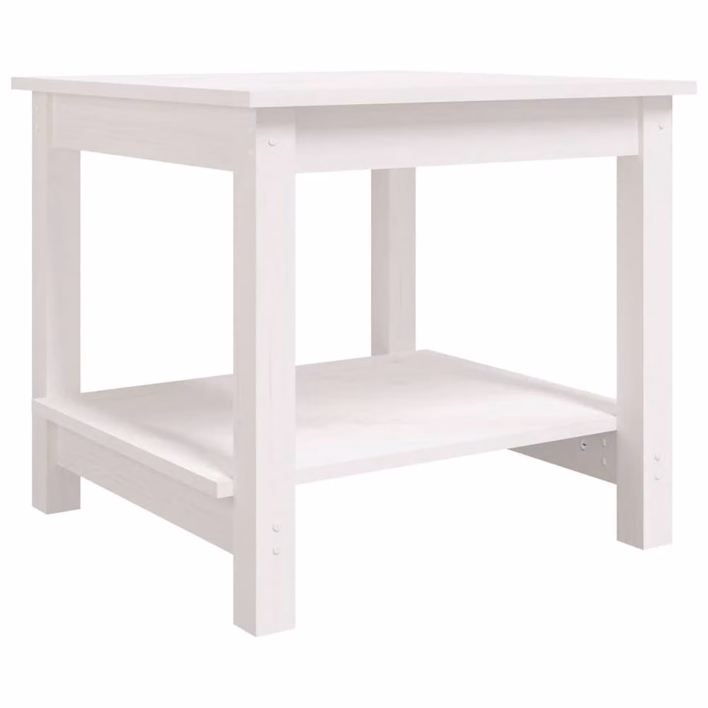 Berkfield Home Beautiful White Solid Wood Pine Coffee Table W/D/H: 50 x 50 x 45 cm – 2