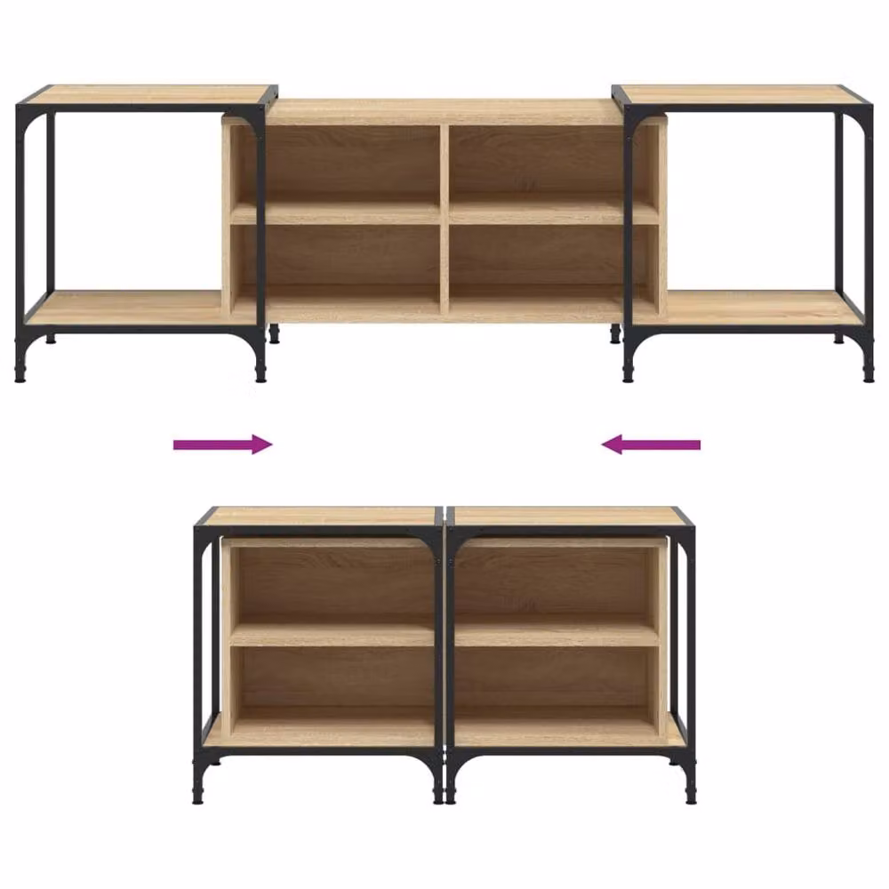 Berkfield Home Sonoma Oak TV Cabinet in Light Brown, W/D/H: 153 x 37 x 50 cm – 5