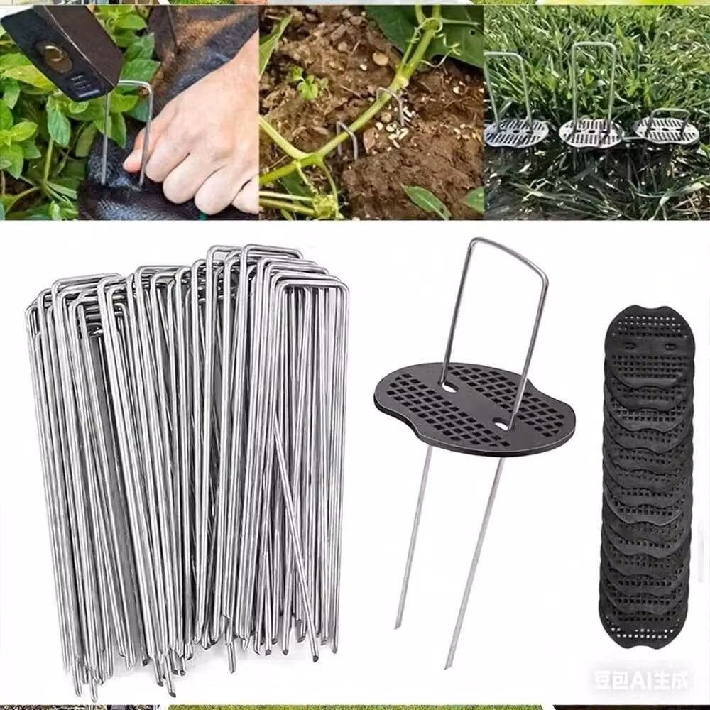VOGREX Heavy Duty Silver Galvanised Steel Weed Control Fabric Pins and Garden Tent Pegs, 100 g – 1