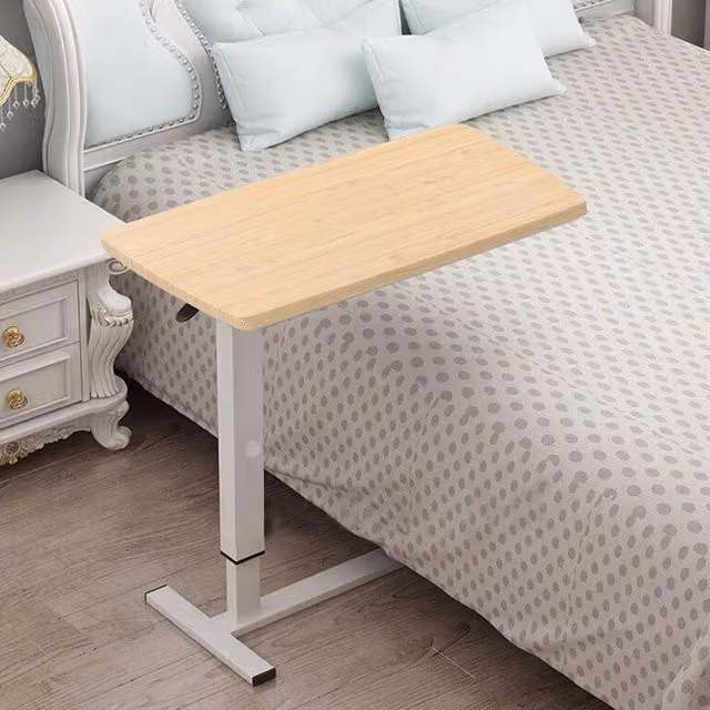EONLION Height Adjustable Overbed Table and Laptop Tray in Brown Wood, Width: 100 cm