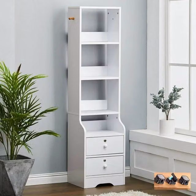Ventryn Bedside Cabinet with 4 Open Shelves in White