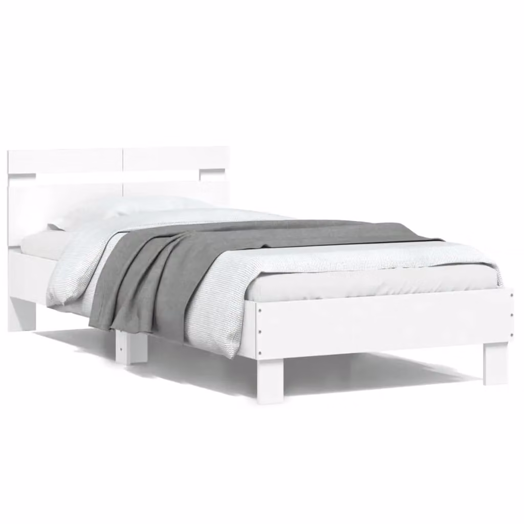 Berkfield Home White Bed Frame with Headboard, W/D/H: 100 x 200 cm – 2