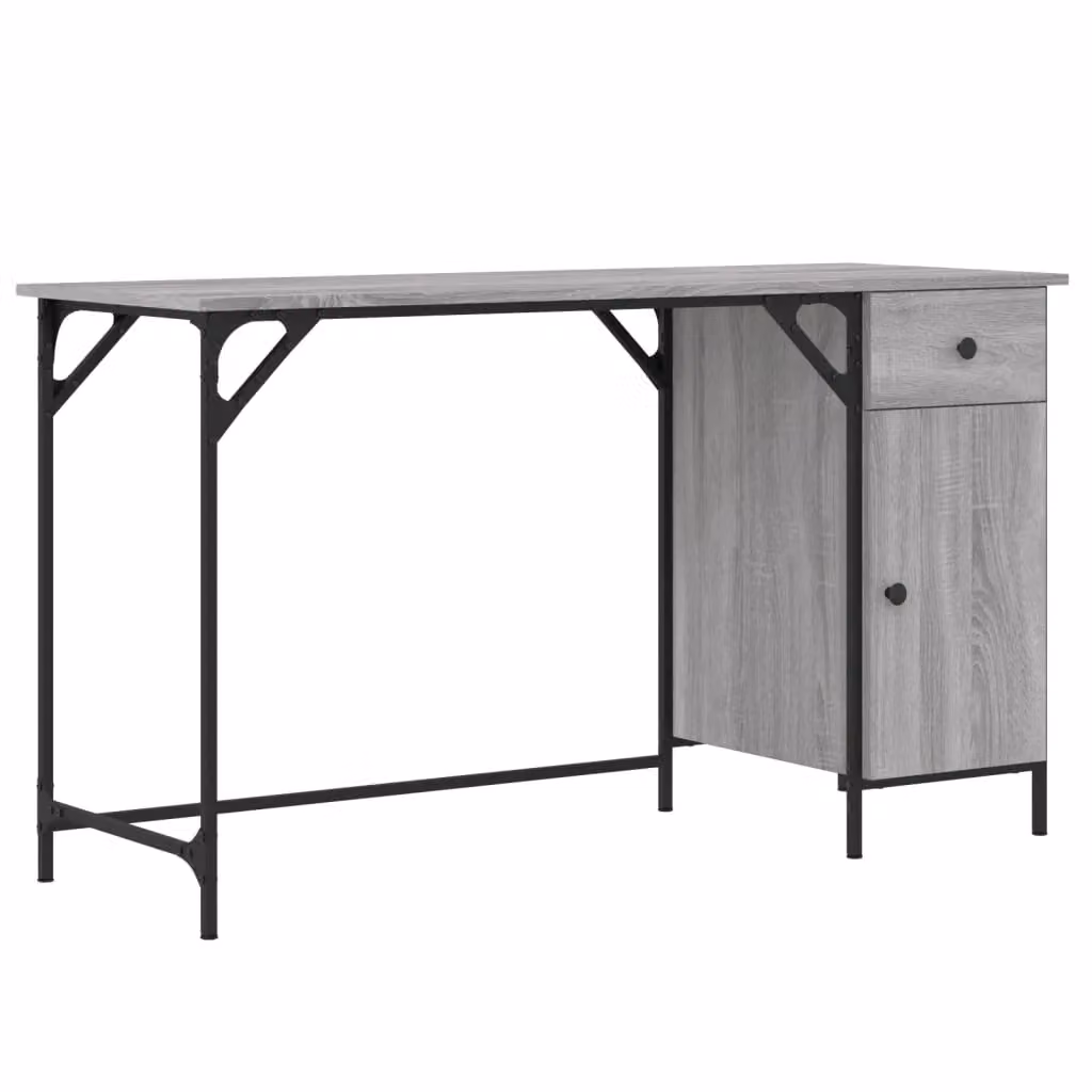 Berkfield Home Computer Desk in Grey Sonoma, W/D/H: 131 x 48 x 75 cm – 2