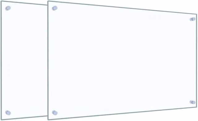 Berkfield Home Kitchen Backsplash 2-Piece Set, Clear Tempered Glass, W: 80 cm, H: 50 cm