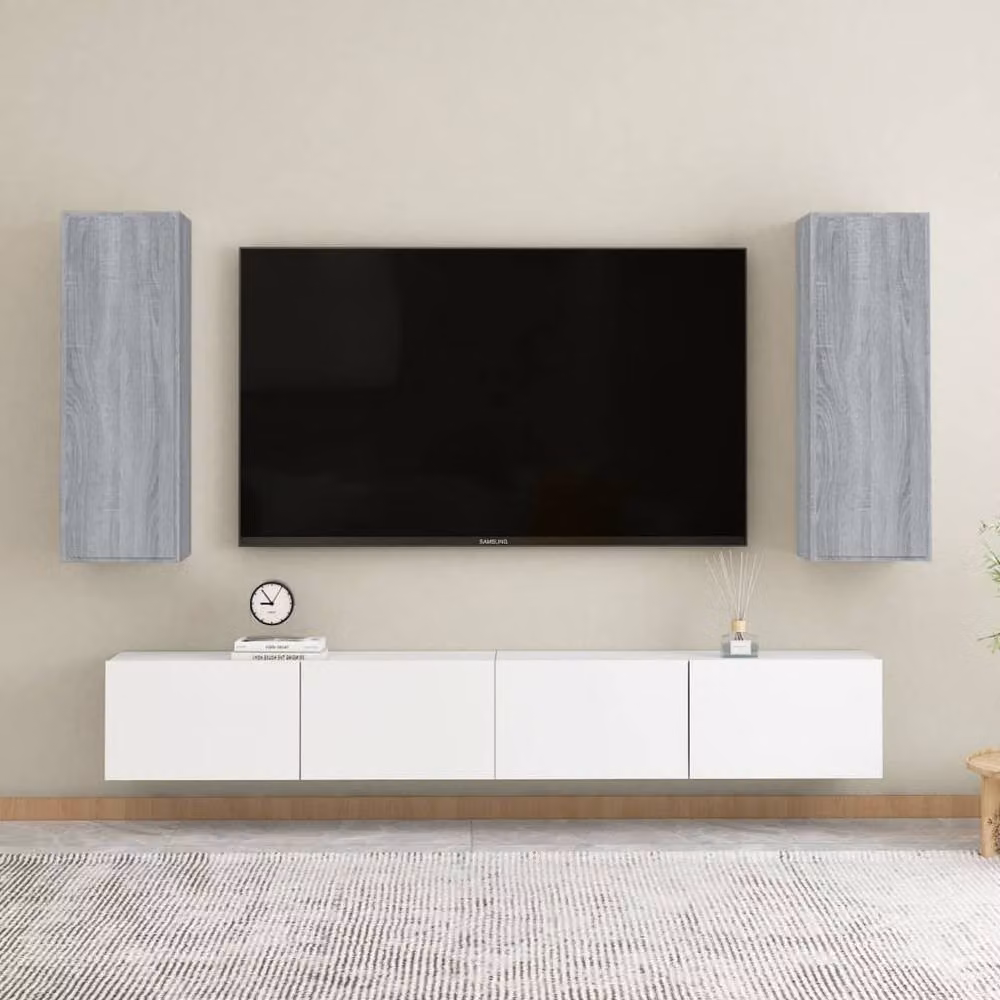Berkfield Home Set of 2 Grey Sonoma TV Cabinets in Engineered Wood, W/D/H: 30.5 x 30 x 90 cm – 2