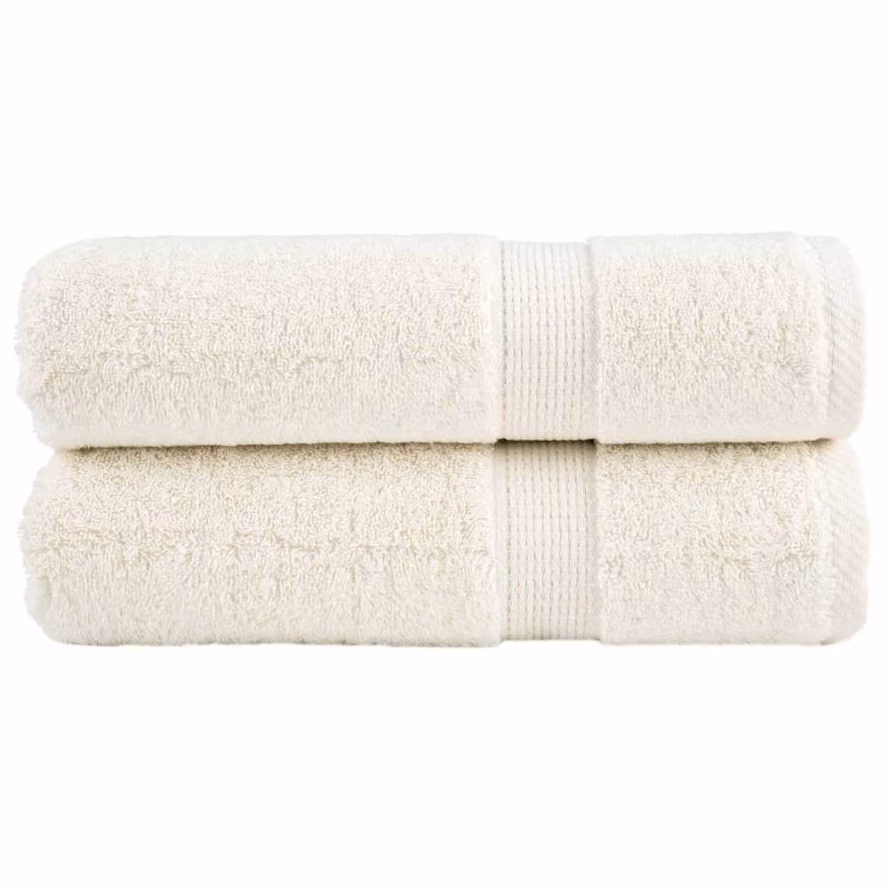 Berkfield Home SOLUND Premium Cotton Terry Hand Towels, 2 Pack, Beige, W: 50 cm, L: 100 cm, 600 gsm – 2