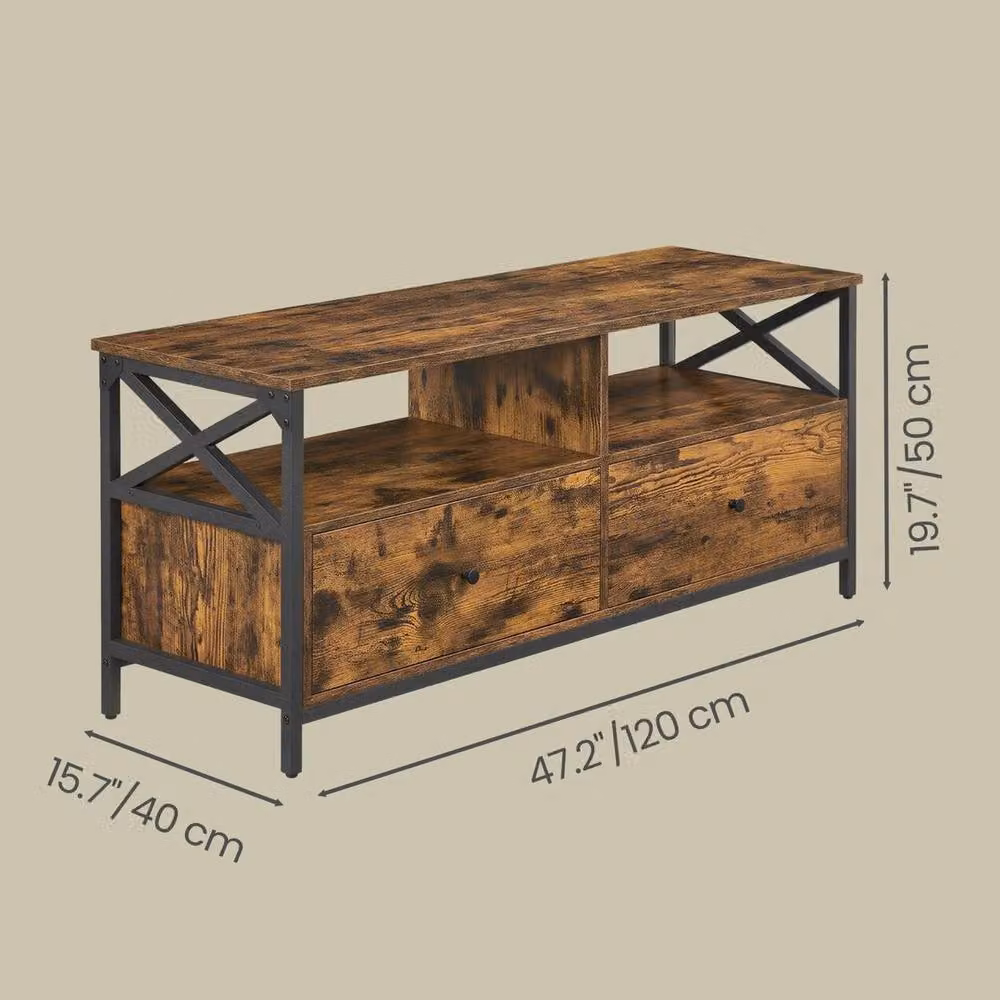EONLION Industrial Brown TV Cabinet for 55-Inch TVs, Width: 100 cm – 2