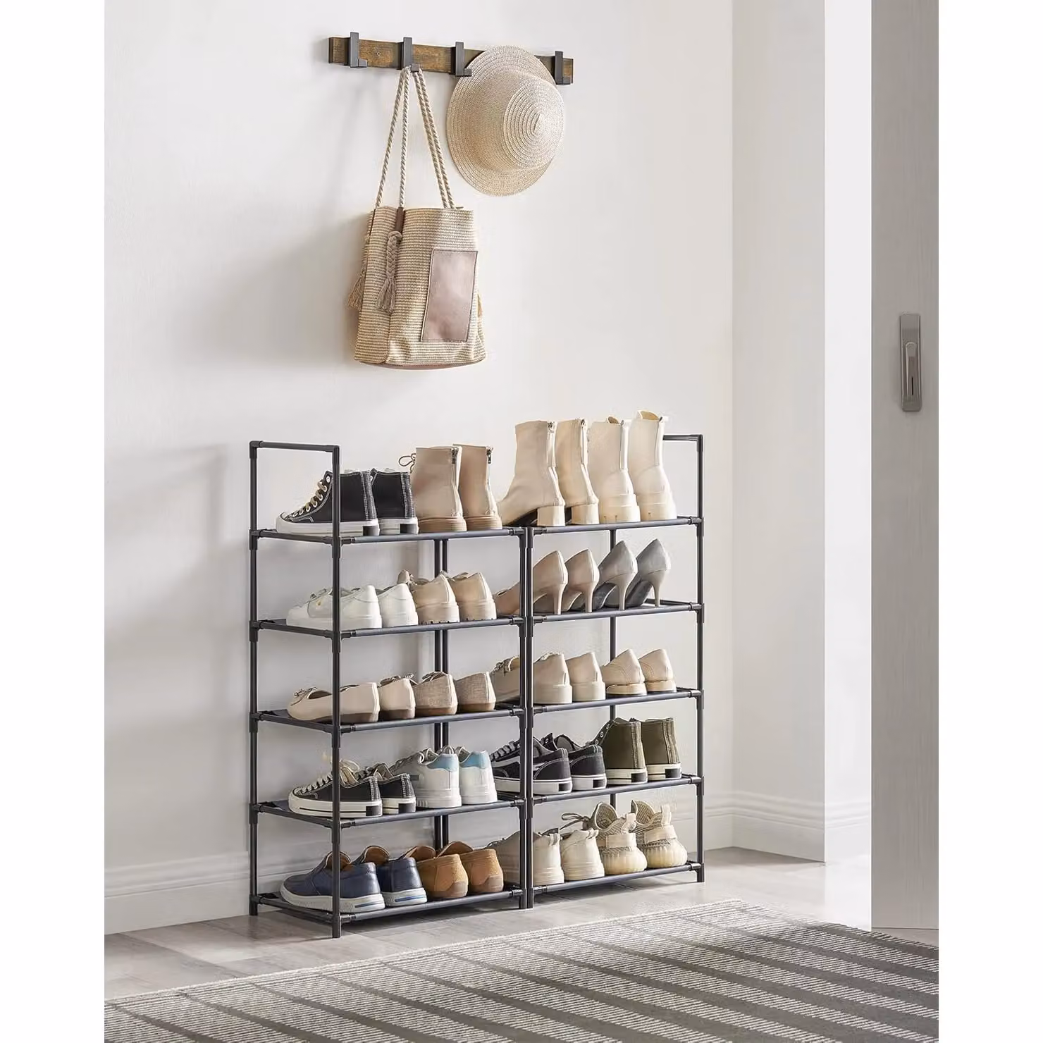 SONGMICS 10-Tier Shoe Storage Rack with Adjustable Shelves and Metal Frame in Grey – 2