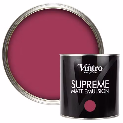 Vintro Luxury Matt Emulsion Multi Surface Paint in Rosy Raven Magenta, 2.5 l