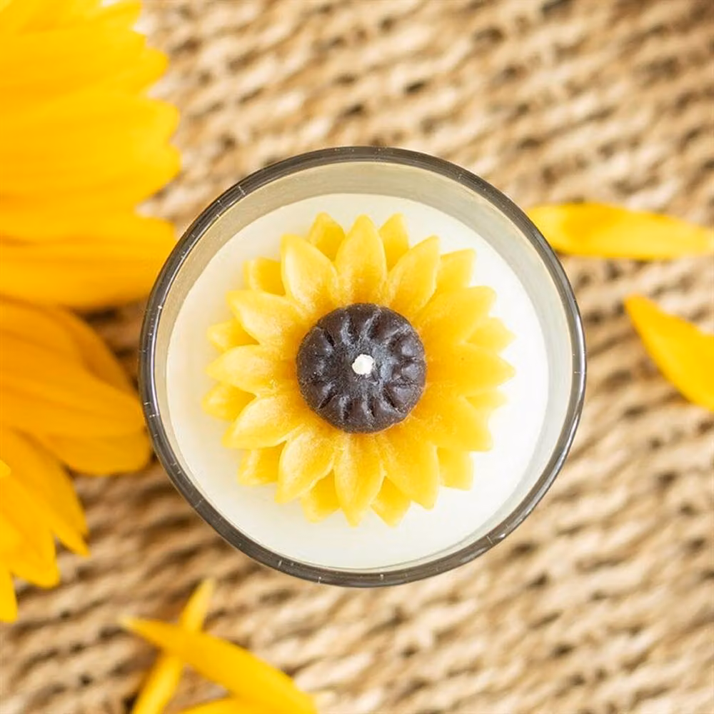 Uniqueful You Are My Sunshine 3D Sunflower Pillar Candle in Yellow, 200g – 2