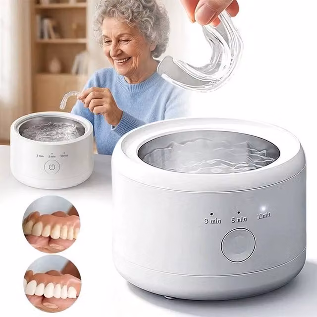 NESTLUNE 20W Professional Ultrasonic Denture Cleaner in White, W: 100 cm, D: 15 cm