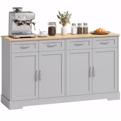 HOMCOM Grey Sideboard Buffet Cabinet and Kitchen Storage Unit