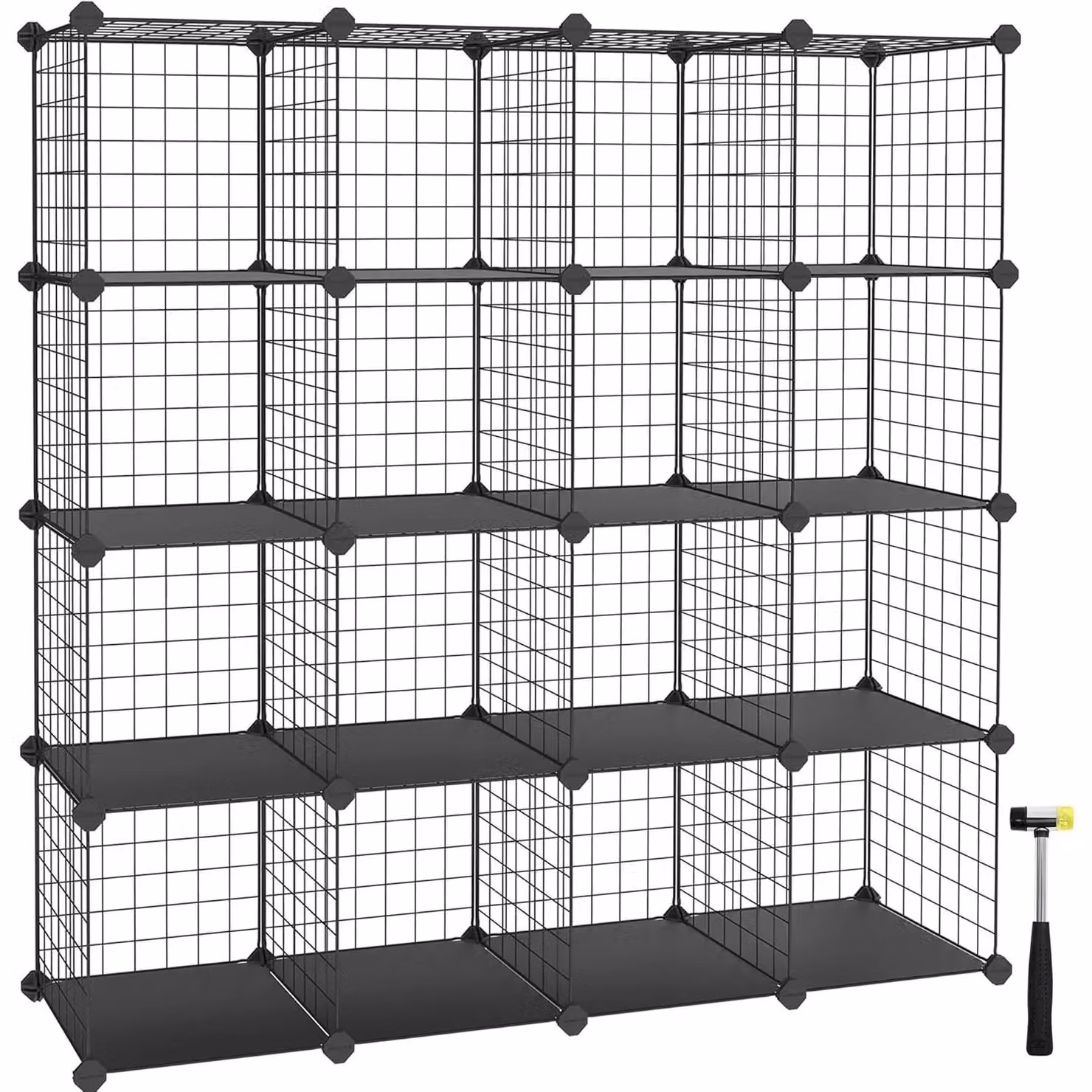 SONGMICS 16 Cube Metal Wire Modular Shelving Organiser in Black – 4